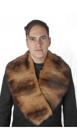 Brown polecat fur collar - unisex